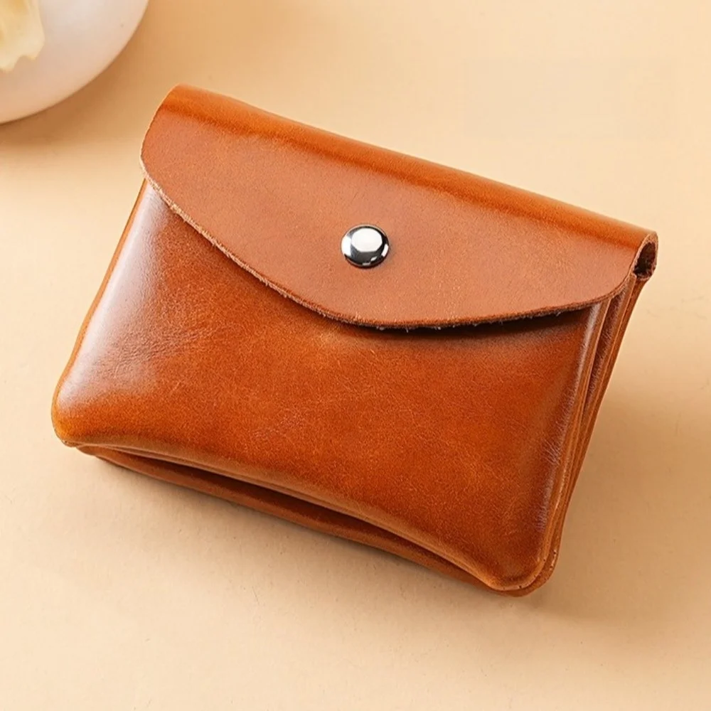 Elegant Double Layer Leather Small Coin Pouch Hasp Zipper Short Wallet Multi-function Key Organizer Mini Purse Bag Shopping