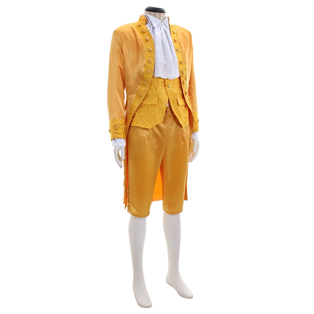 18th Century Men Fashion Outfit Fancy Dress Rococo Yellow Frockcoat 1700s Outfit Colonial Men Medieval Ccosplay Costume