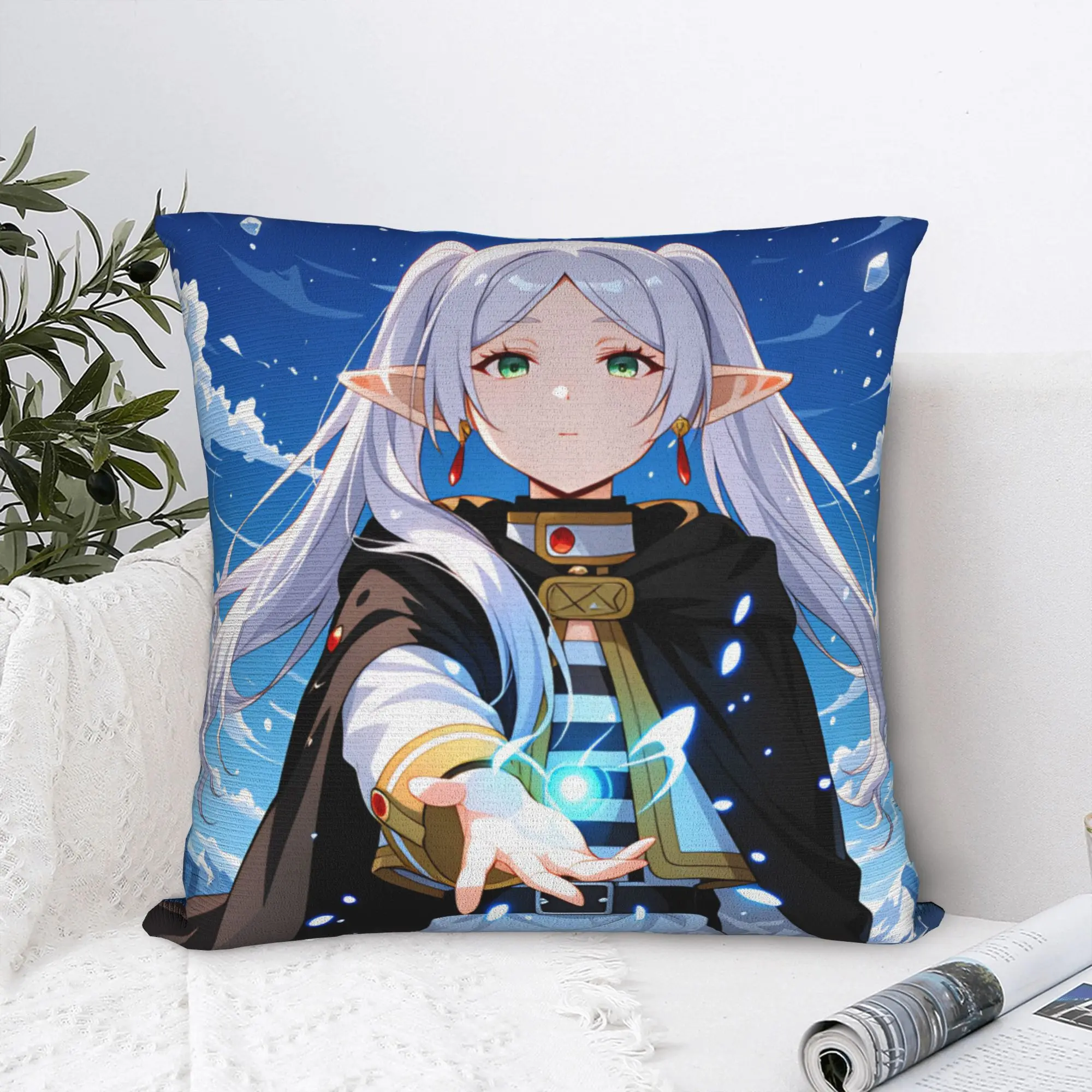 Frieren Beyond Journeys Pillow Cover  Retro Trendy Pillow Case For Wedding Party Home Decor Cover Soft  Pillowcases Gift Idea