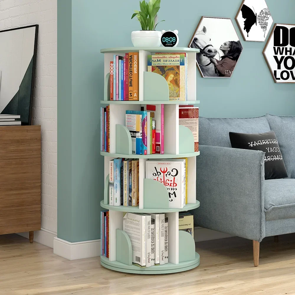 New Modern Bookcase Room Simple Household Space-saving Storage Revolving Round Children Bookshelf Rotating Balda Home Furniture