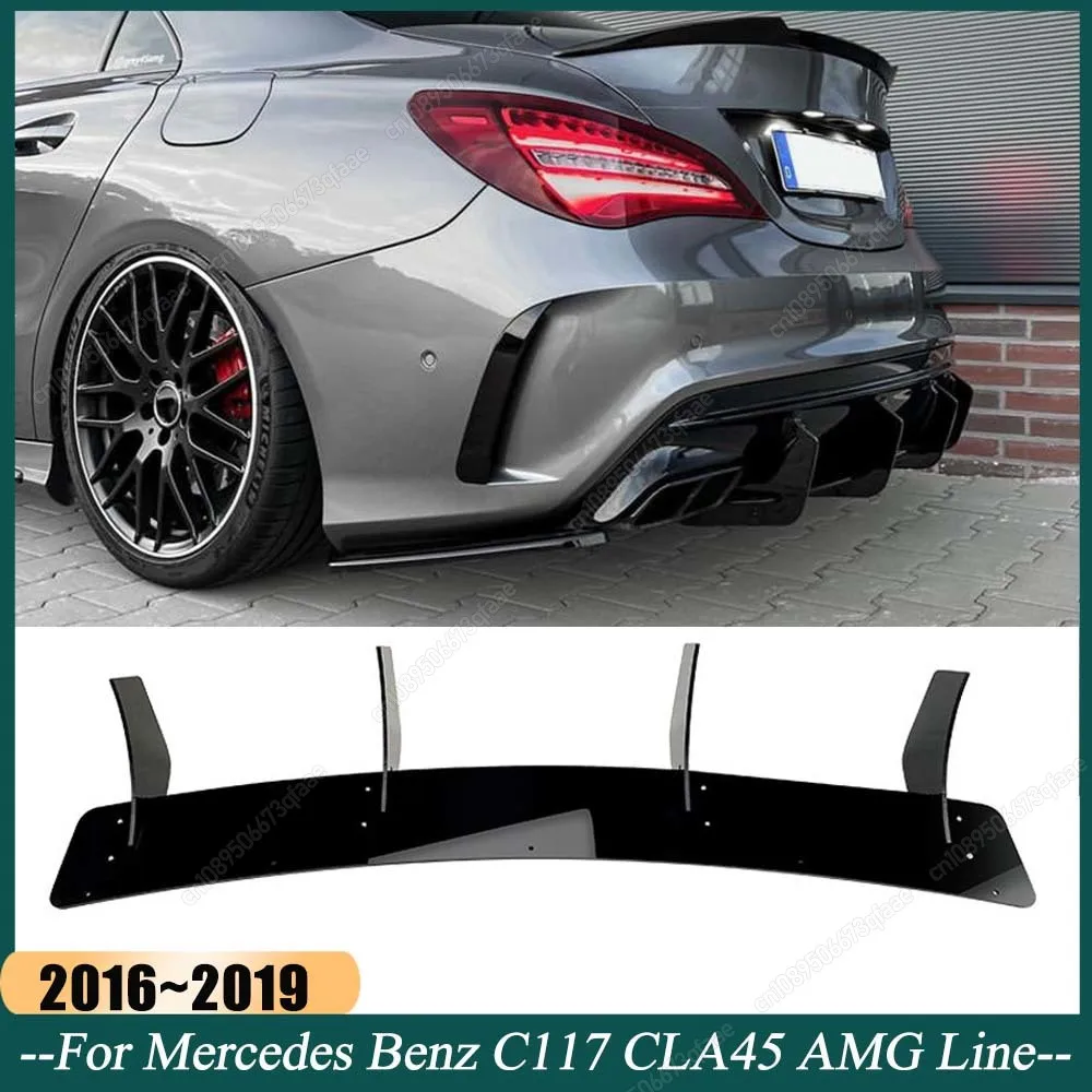 

Car Rear Bumper Diffuser Rear Side Splitters Spoiler Lip For Mercedes Benz C117 CLA45 AMG 2016-2019 ABS Canards Trims Body Kits