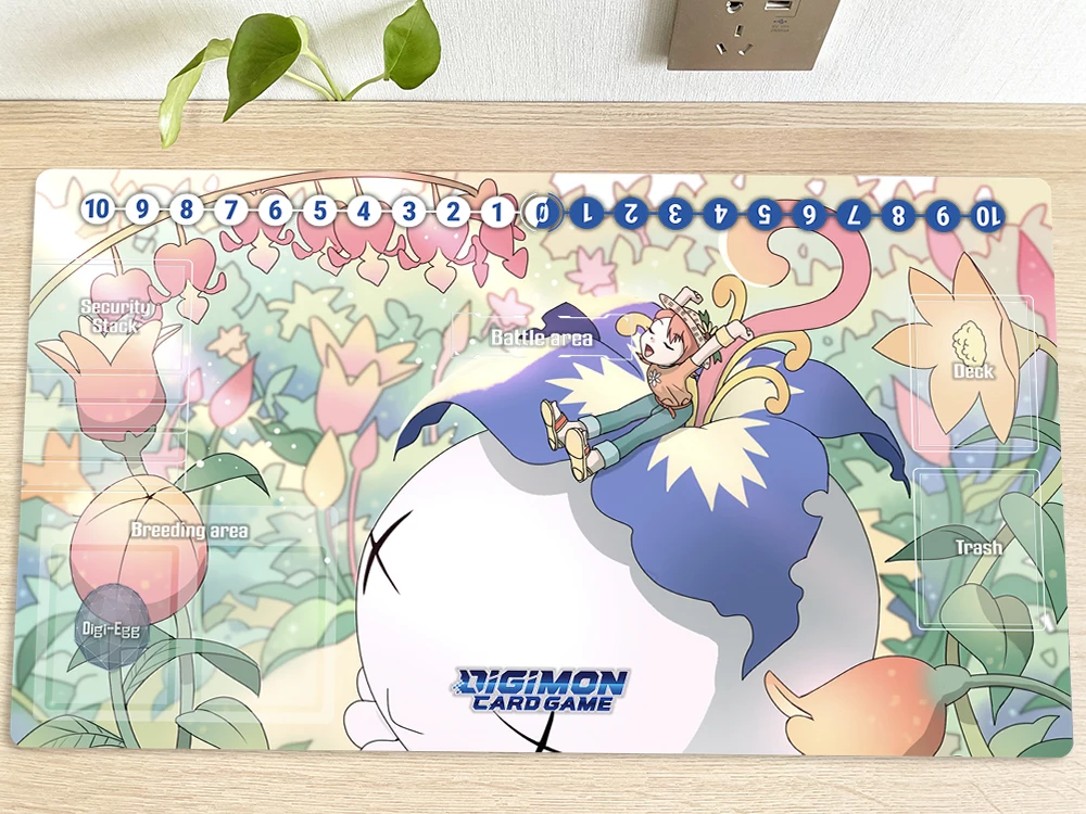 Digimon Playmat Dtcg Ccg Mat Takenouchi Sora & Pyocomon Trading Card Game Mat Bureau Tafel Gaming Play Mat Muismat Mousepad