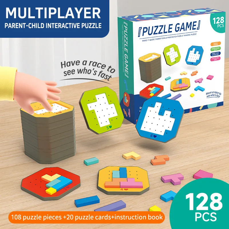 

@Montessori 3D креативная настольная игра-головоломка Танграм математические игрушки строительные блоки доска цветная форма игры для детей развивающие подарки
