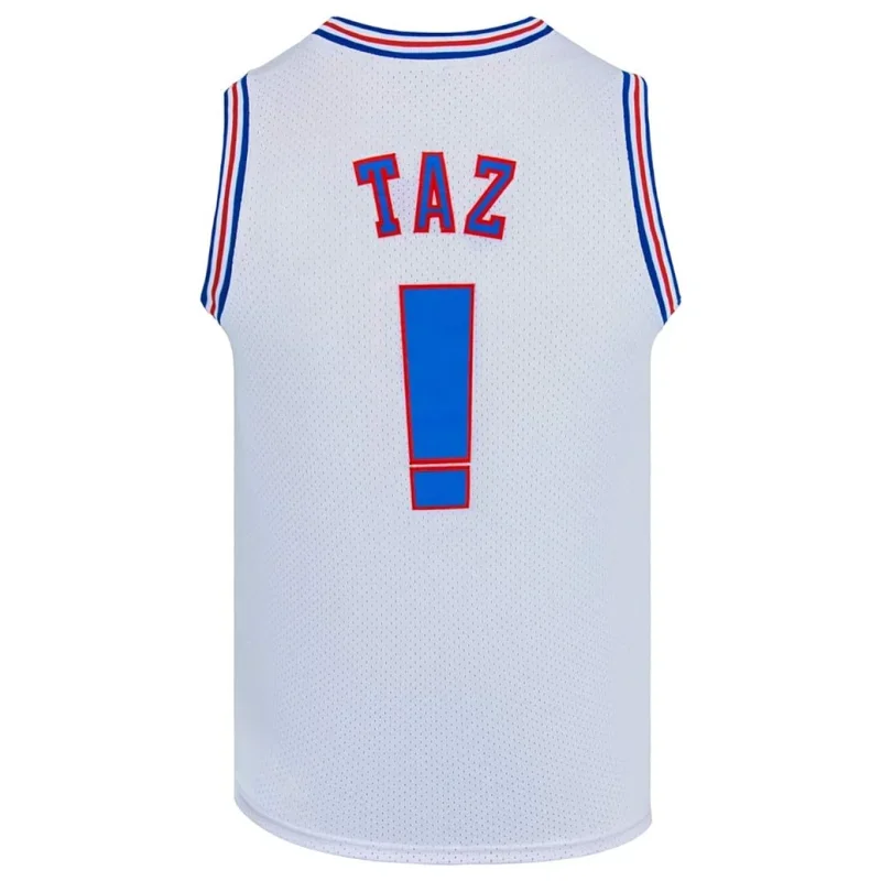 Movie Space Jam #! TAZ Cosplay Tune Squad Bunny Basketball Jersey Halloween Shirts for Party White/Black S-3XL