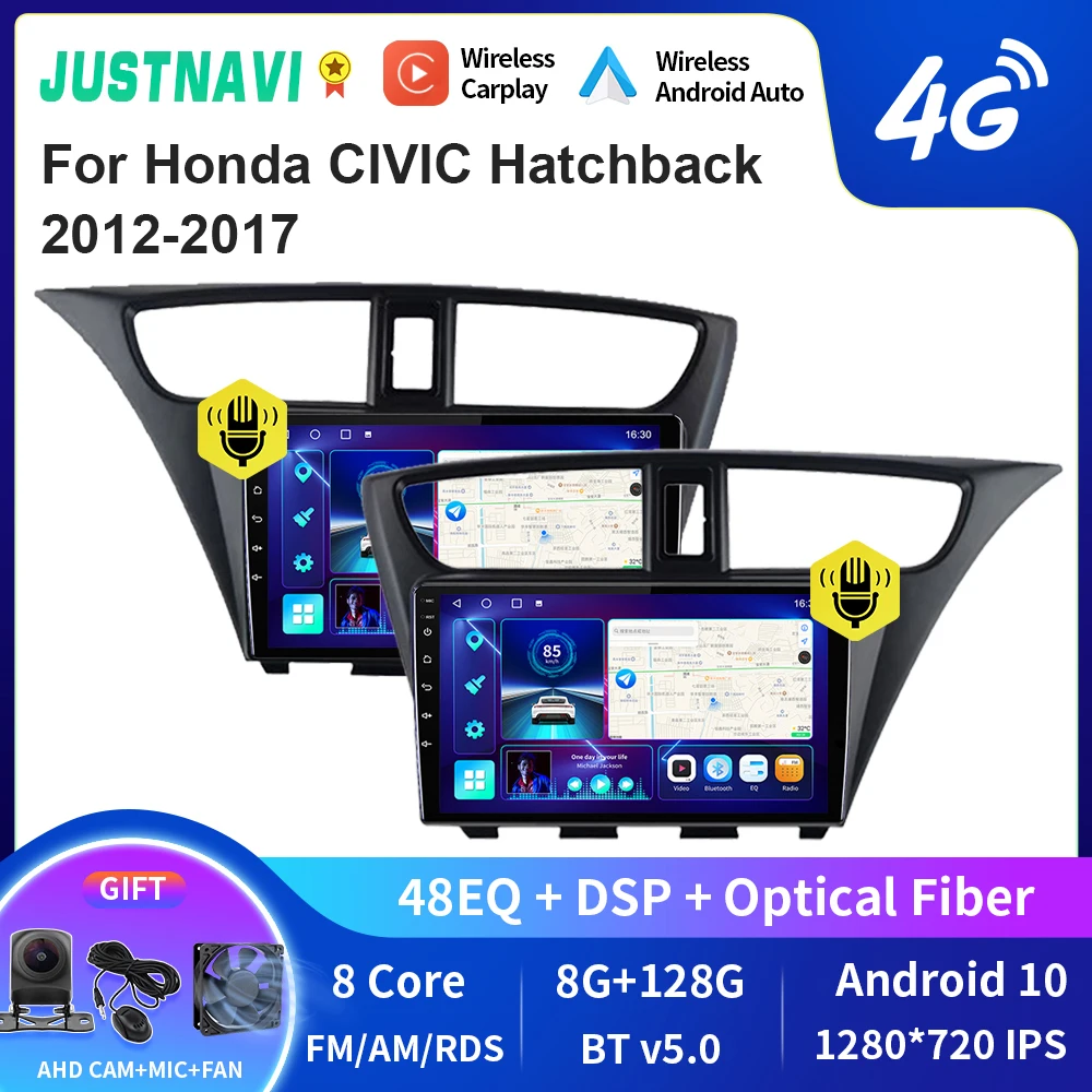 

JUSTNAVI QT10 Android 10.0 Radio For Honda CIVIC Hatchback 2012-2017 Multimedia Stereo DSP Video Player Navigation GPS Autoradio