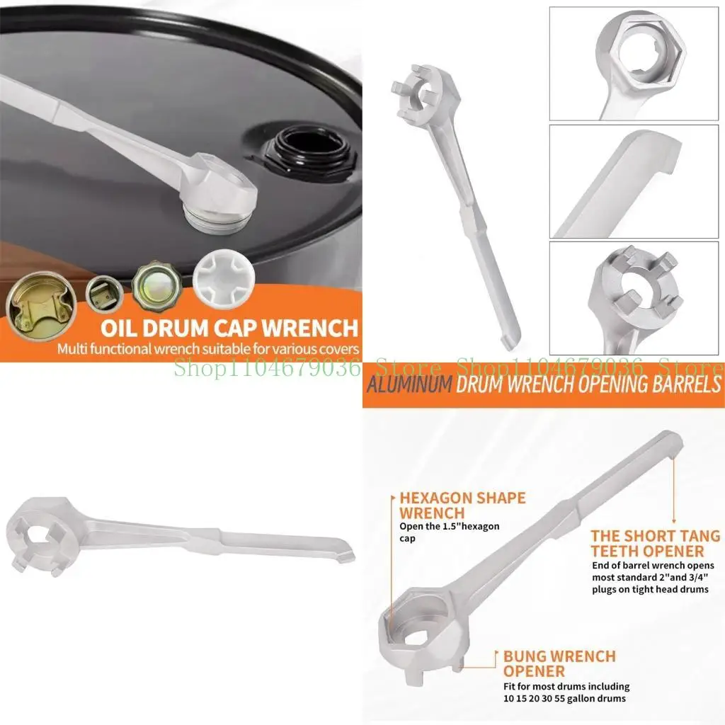 

652F Drum Wrench Aluminum Wrench For Opening Oil Drum Lid Opener Drum Plugs Bung Wrench For Opening 10 15 20 30 50 55