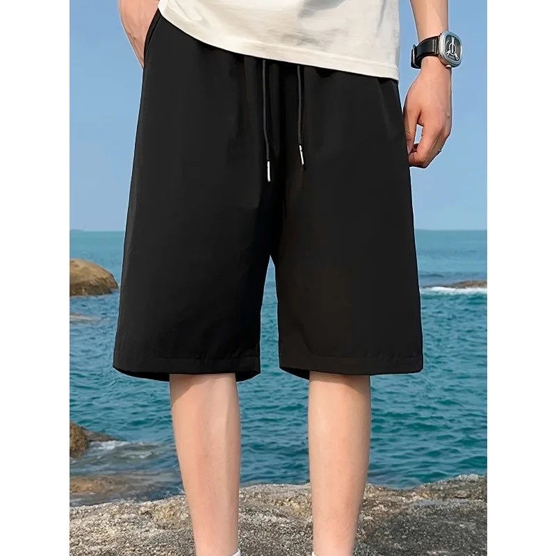 Summer Men's Solid Color Versatile Beach Shorts New Style Suitable for Both Men and Women, Casual Sports and Health Shorts