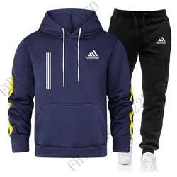 2024 new men's hoodie 2 sets, spring and autumn fashion sports fitness jogging jumper + casual pants suit, sportswear hoodie