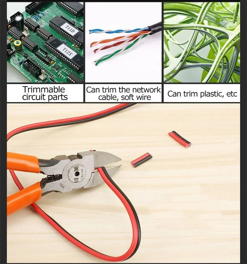 5/6 zoll Diagonal Zangen Multifunktionale Elektrische Draht Kabel Schneider Schneiden Side Snips Flush Nipper Hand Werkzeuge – Detail 4