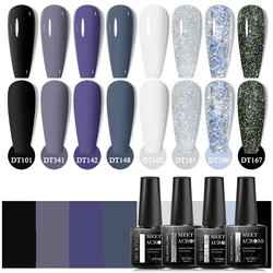 MEET ACROSS 7ml Dark Series Gel Nail Polish Winter Color Semi Permanent UV LED Gel Varnish Soak Off Nail Art Gel Nail Polish