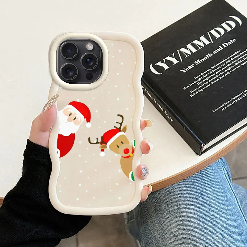 Cartoon Funny Christmas Macalong Phone Case for iPhone XR 11 12 13 14 15 16 PRO MAX PLUS Soft Coque Wavy edged Shockproof Cover