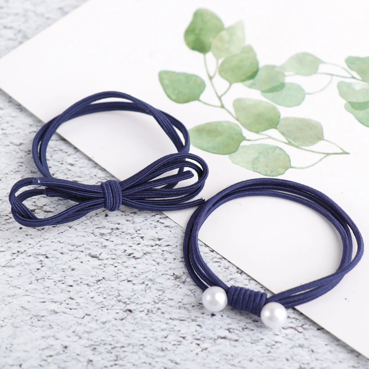 

/Set Stretchy Hair Ties Set Fashion Ponytail Holders Imitation Pearl Beaded Hair Rings For Women Daily Wear Navy Blue