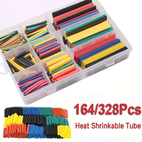 164/328pcs 2:1 Heat Shrink Tubing Insulation Polyolefin Shrinking Assorted Tube Wire Cable Kit For Electrical Wiring and Repair