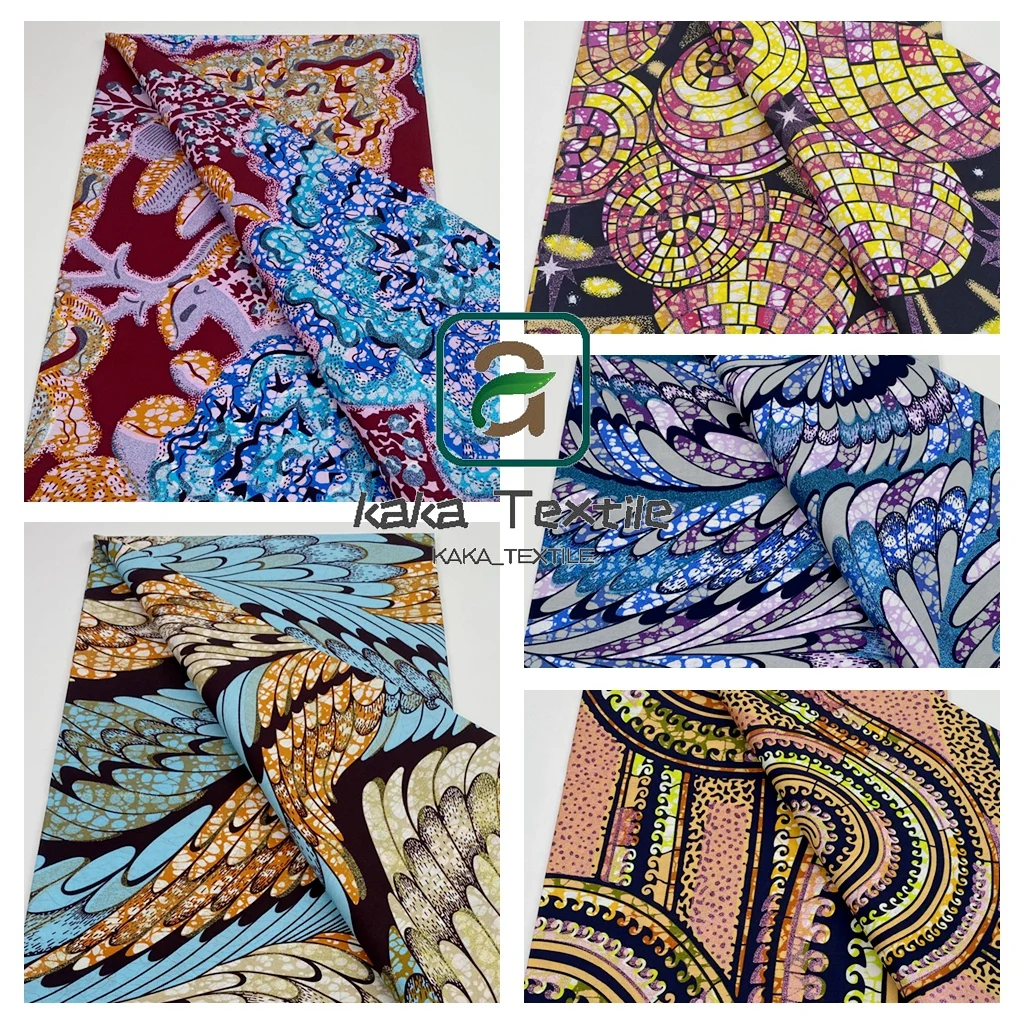 Nouveau doux Super paillettes Grand doré cire tissu coton Ankara or cire Flash or impression Batik bon Ghana africain impression cire 6yards