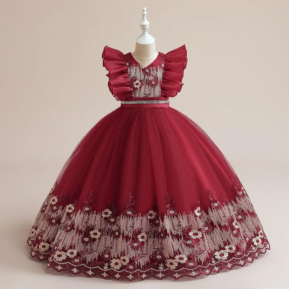 2026 Summer New Flower Girl Dresses for Weddings Mesh Lace Sleeveless Performance Evening Dress Fashion Girls Dresses 4-14 Y