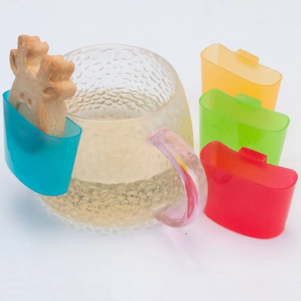 4pcs/set Hanging Tea Bag Rack Plastic Cup Biscuit Rack Reusable Hangable Tea Bag Holder Candy Color Biscuit Stand Afternoon Tea