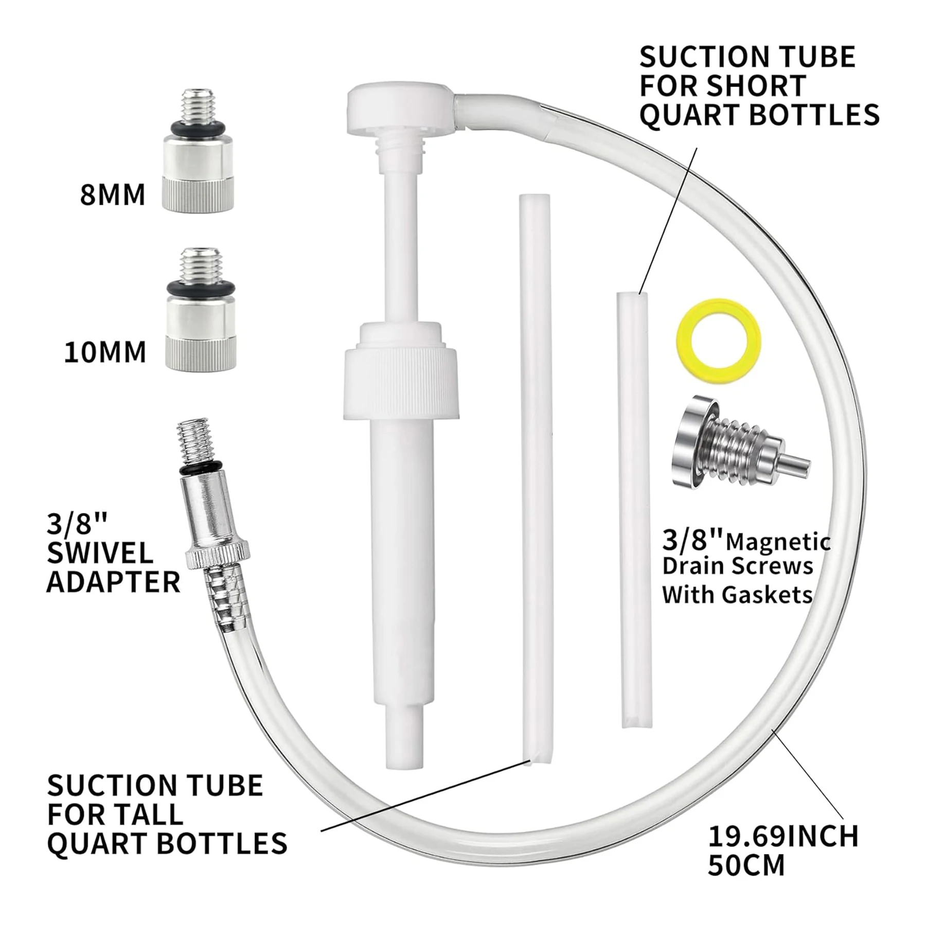 Lower Unit Gear Oil Pump with Magnetic Drain Screw 22-67892 for Standard Quart Bottles W/ 3/8 “ Metal Swivel 8mm & 10mm Adapters - view 2