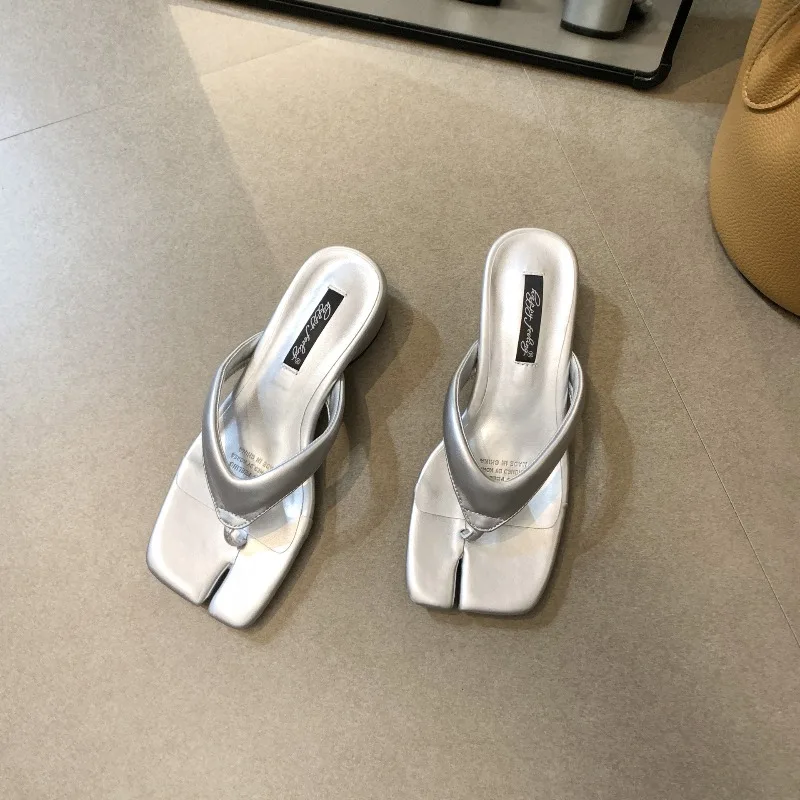 

Summer New Women Shoes Fashion Square Head High Heeled Flip Flops for Woman Comfortable Casual Shoe Designer Shoes Zapatos Mujer