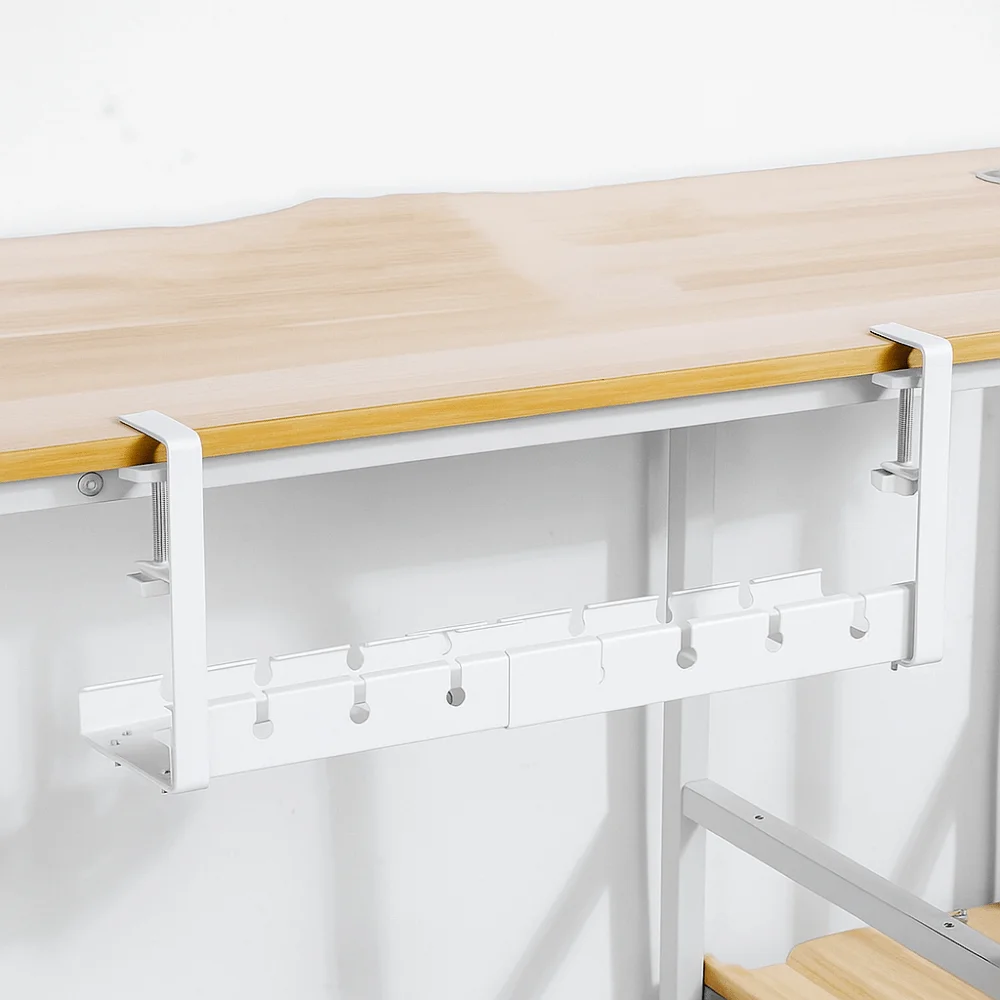 Nenhuma perfuração sob a bandeja de gerenciamento de cabos de mesa, economia de espaço, resistente sob a prateleira de cabos de mesa, bandeja de cabos de metal resistente ajustável