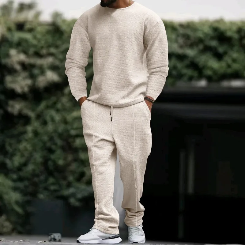 

Casual Spor Long Sve round Ne Two-Piece Set Southeast Asia Cross-Border Wfle id Long Pants Trendy Men's Ensemble