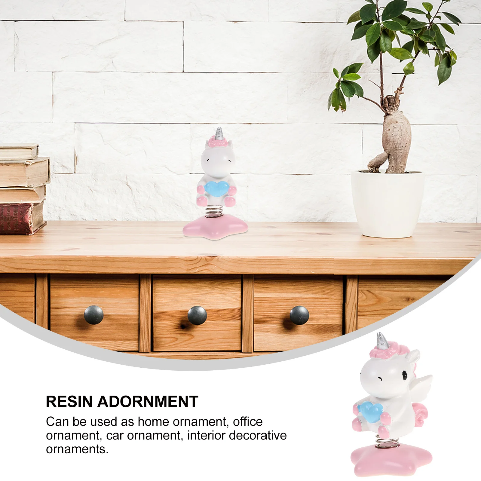 

1pc Unicorn Dashboard Decor Shaking Head Car Ornament Auto Accessory Cute Cartoon Desktop Pink Resin Home Office Decoration Gift