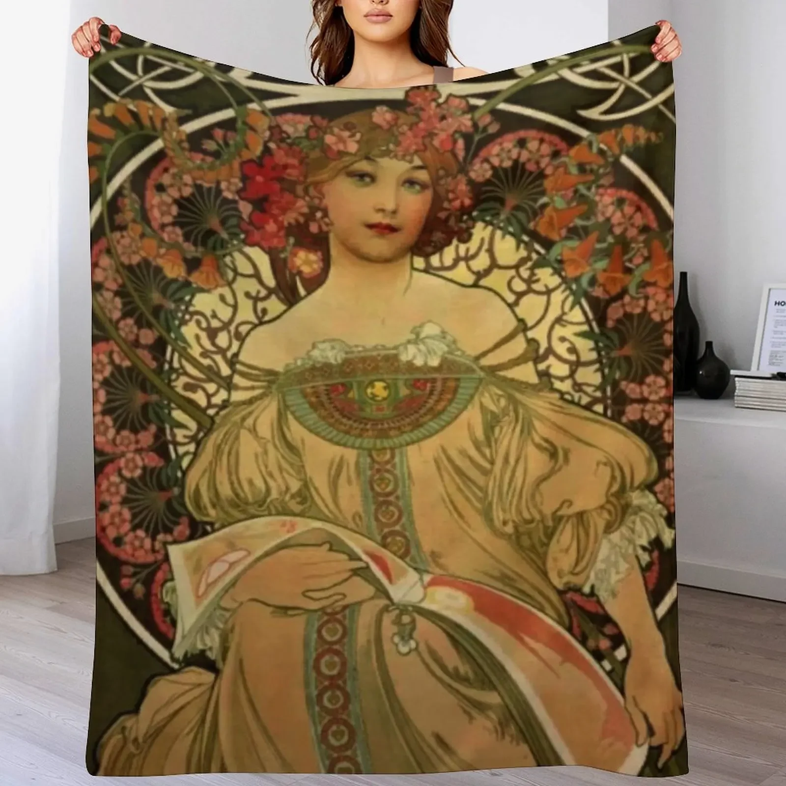 

Alphonse mucha -1860 - 1939 Throw Blanket Cute Plaid Kid'S Luxury St Soft Big Blankets