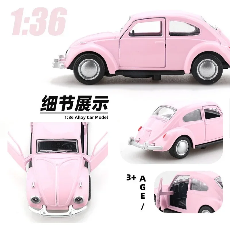 1:36  Alloy Car Model Beetle Vintage Door Opening Children's Toy Motorcar Cake Decoration Collection Accessories for Boy Gifts