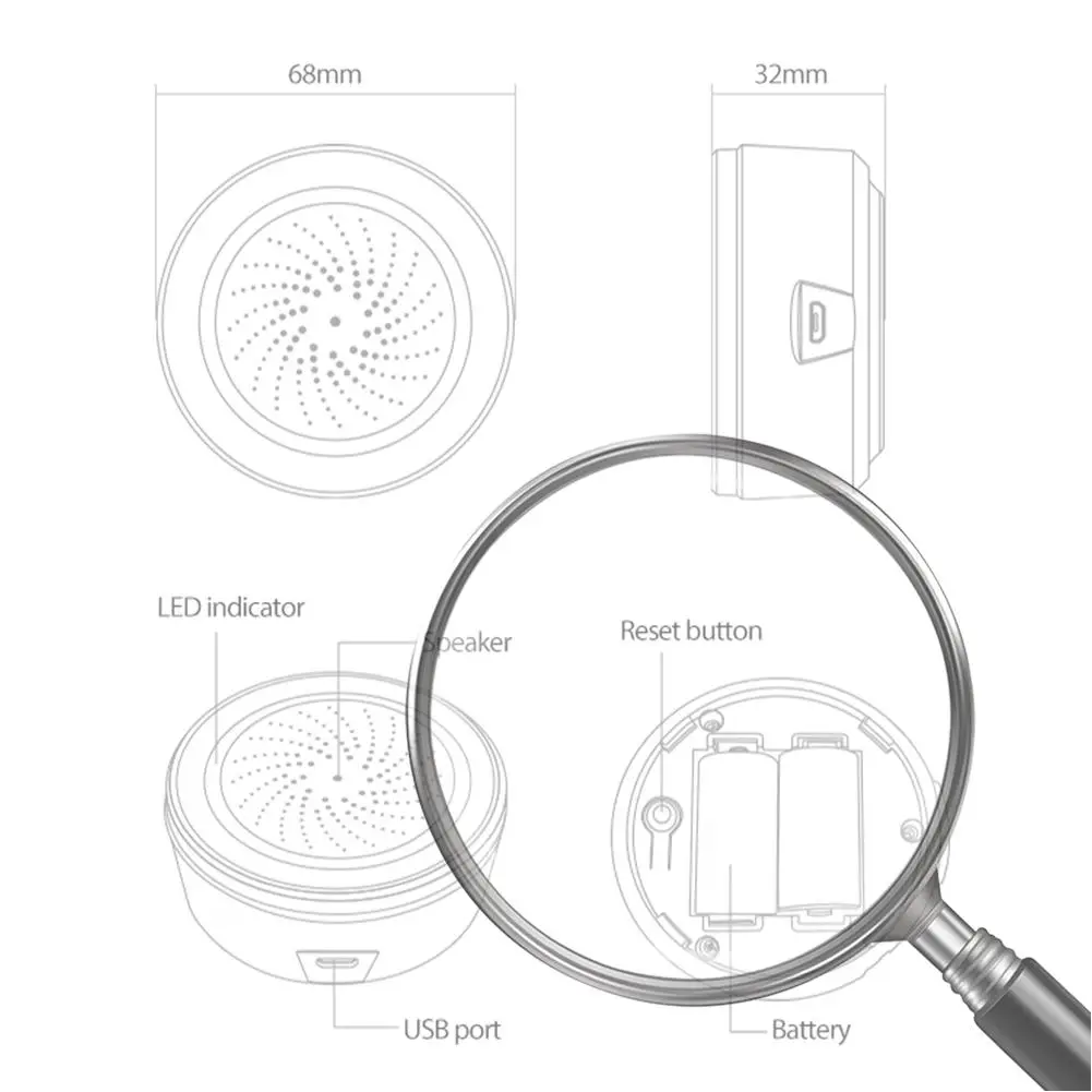 90dB Sound Light Sensor Smart Alarm Siren App Remote Control Home Security Protection System USB Sound Light Sensor