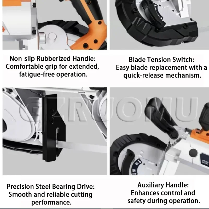 Portable BandSaw Metal Cutting Saw Spark Free Band Saw Rechargeable Cordless Variable Speed ​​Handheld Cutter for Metal Wood