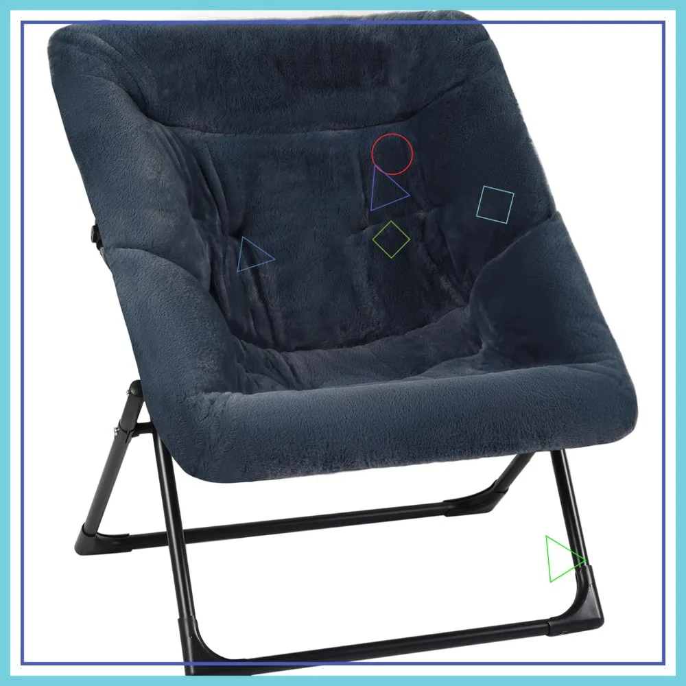 

Мягкое кресло-блюдце из искусственного меха для взрослых, складное сиденье для отдыха с эргономичным дизайном, темно-синее