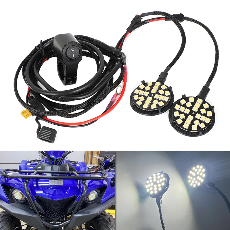 For Yamaha Grizzly Raptor 90 110 Led Headlight Kit With Switch Wiring Harness Led Lights ATV 2016 2019 2020 2021 2022 2023 2024