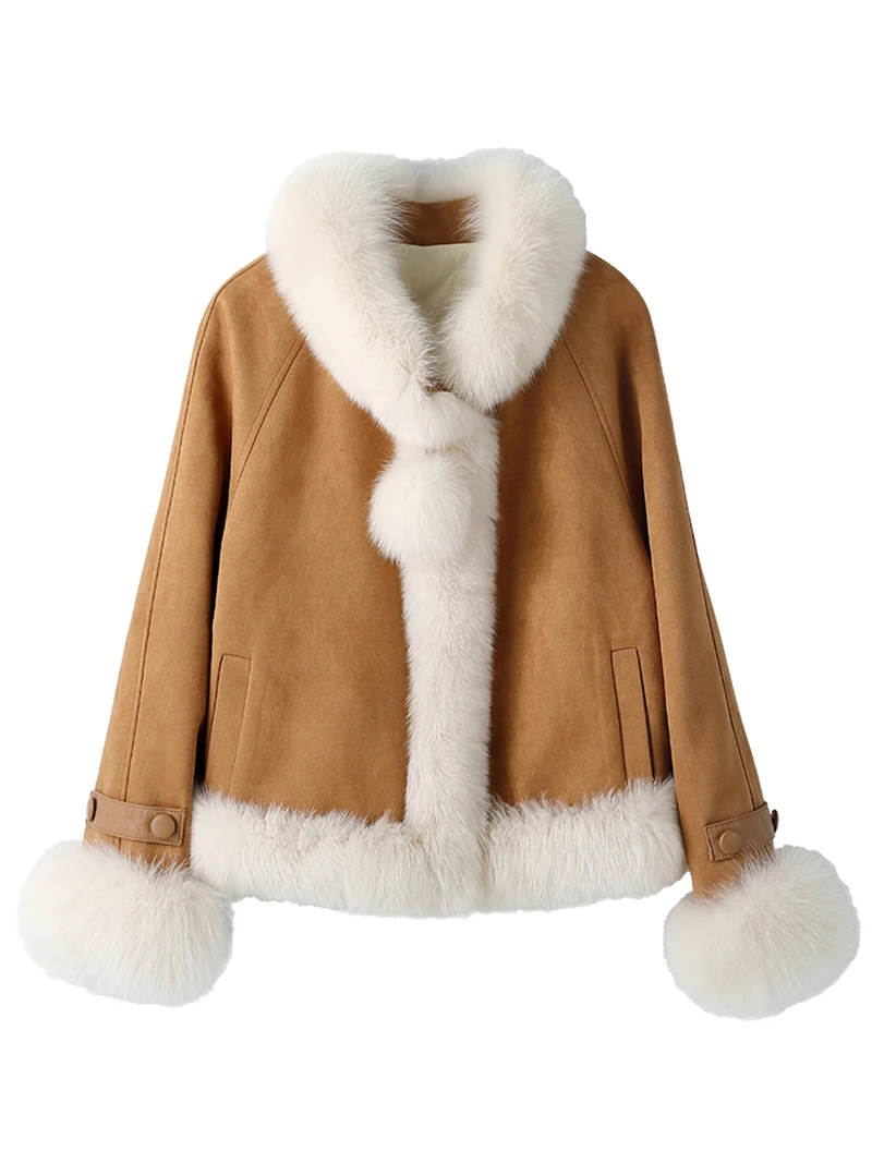 

A youthful fox fur coat for women's winter 2025 new style, thickened down and goose down inner lining