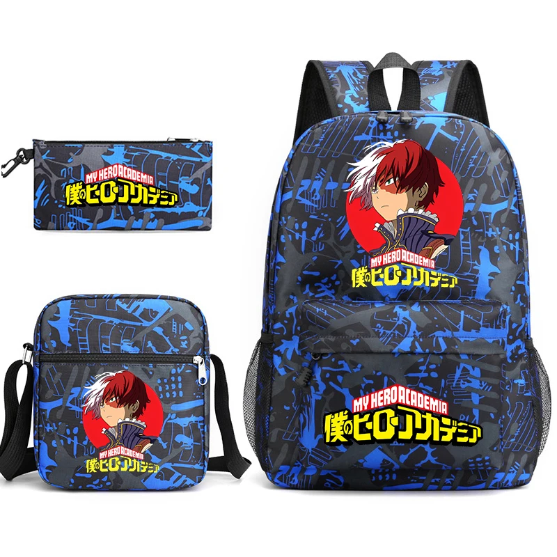 My Hero Academia anime print student school bag set teenagers kids backpack pencil case shoulder bag 3-piece set