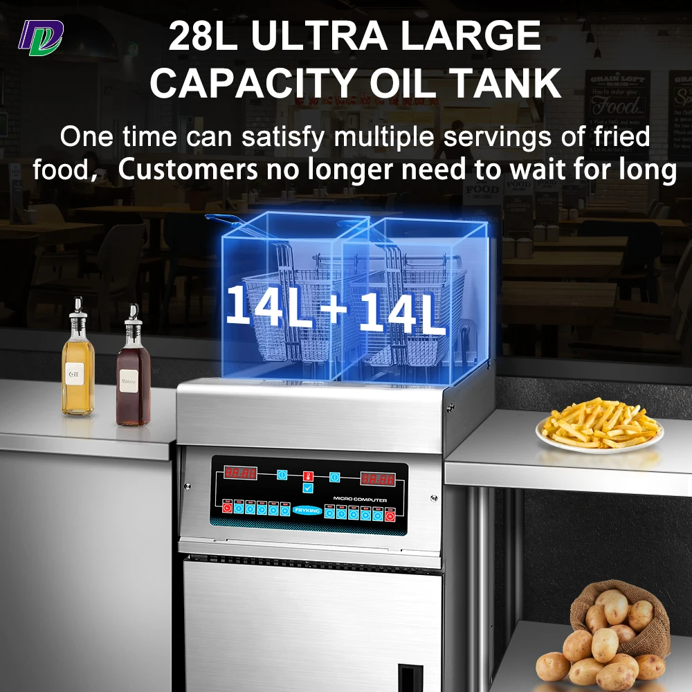 Commercial Kitchen Restaurant Catering Equipment Chicken Potato Two Tank Fat Fryer Electric Deep Fryers
