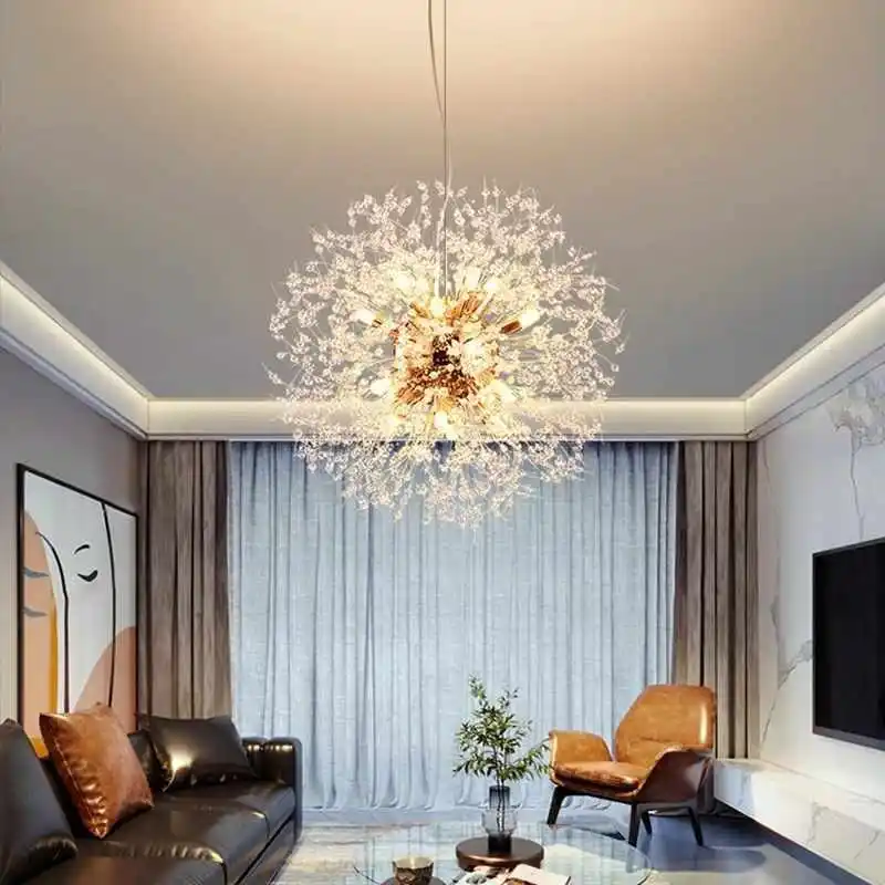 Nordic led crystal ceiling lamp chandelier for living bedroom room gold silver ball 3-color no remote control home decoration