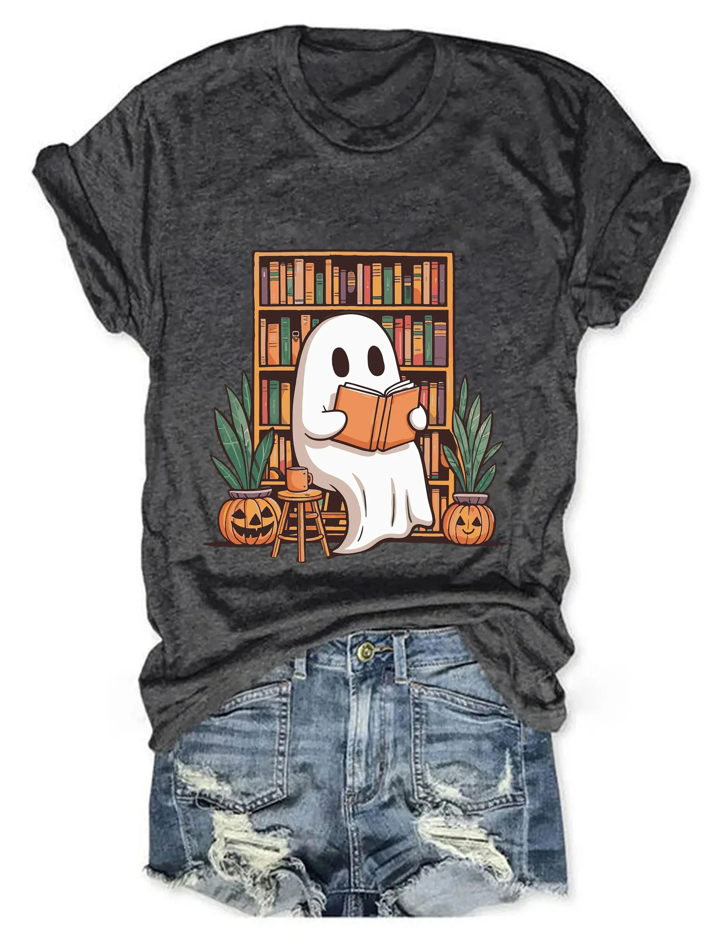 Librarian Ghost Halloween Shirt Teacher Ghost Reading Books Shirt Boo School Shirt Teacher Gift Book Lover Gift