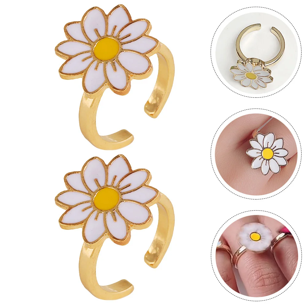 2 Pcs Ring for Relieving Stress Anxiety Relief Rings Funny Rotating Rotatable Gift Fidget Decorate
