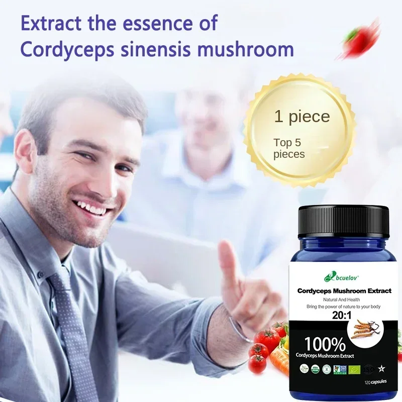 Natural 100% Cordyceps 680 mg Supplement - For Vitality, Energy Supplement, Non-GMO 120 Capsules