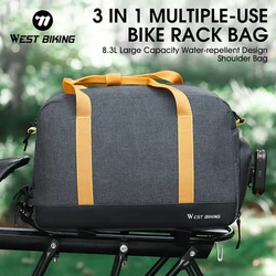 WEST BIKING 8.3L Bike Trunk Bag Large Capacity MTB Road Electric Bicycle Bag Travel Luggage Carrier Handbag Cycling Panniers