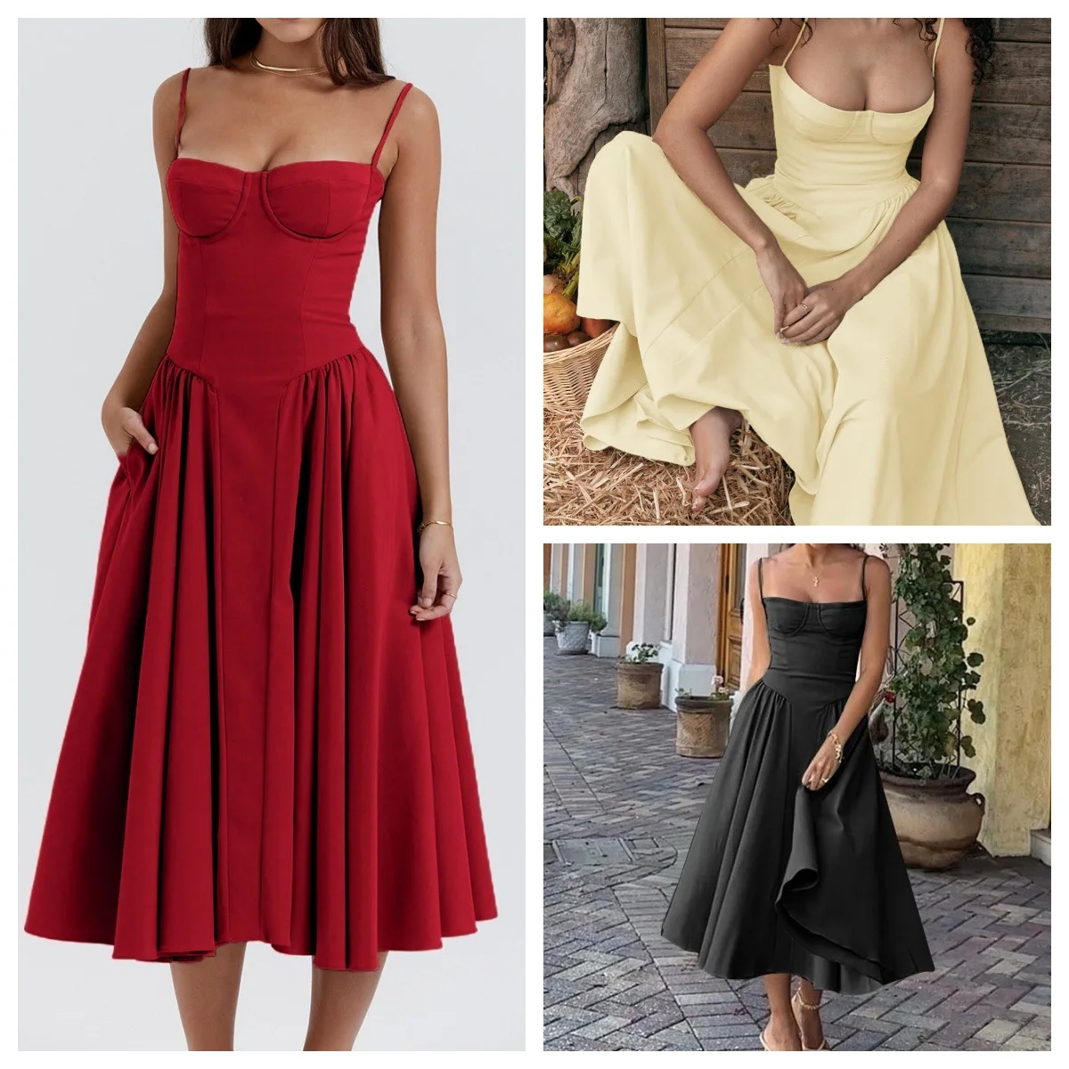 

Новые летние женские длинные платья, модное сексуальное платье на бретелях в стиле ретро, Vestido Midi Feminino Vestido Longo