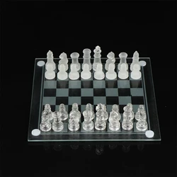 1Set Craft Crystal Glass Chess Set Acrylic Chess Board Anti-broken Chess Game