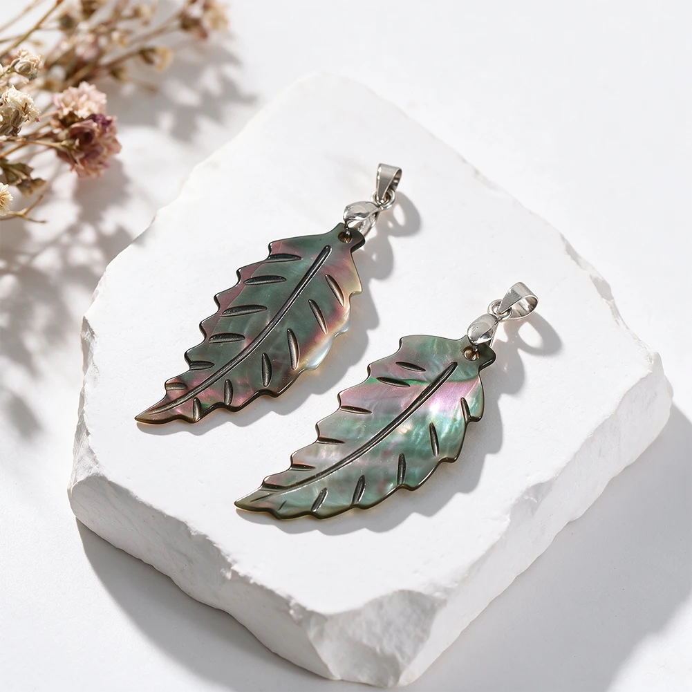 Natural Iridescent Abalone Shell Charms Leaf Shape Design Boho Pendants DIY Necklace Earrings Bracelet Fashion Jewelry Making