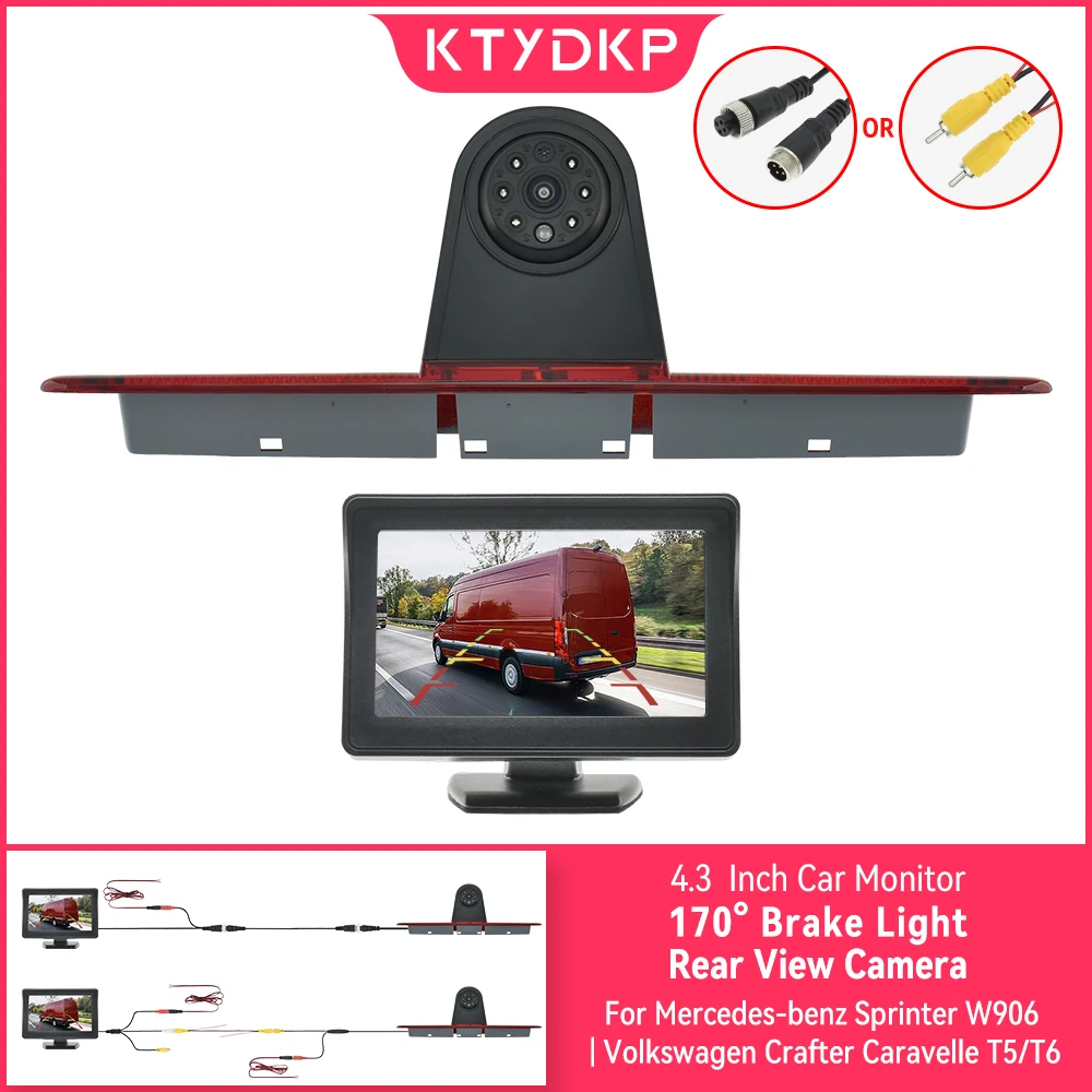 KTYDKP Rear View Camera Brake Light  4.3 Inch Monitor for Mercedes-benz Sprinter W906 | Volkswagen Crafter Caravelle T5/T6