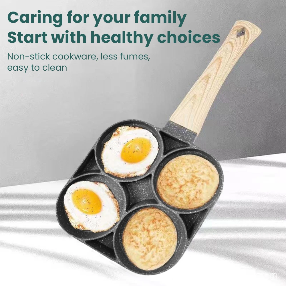 Four-hole Egg Frying Pan Breakfast Egg Burger Pan Non-stick Home New Steak Egg Frying Pan