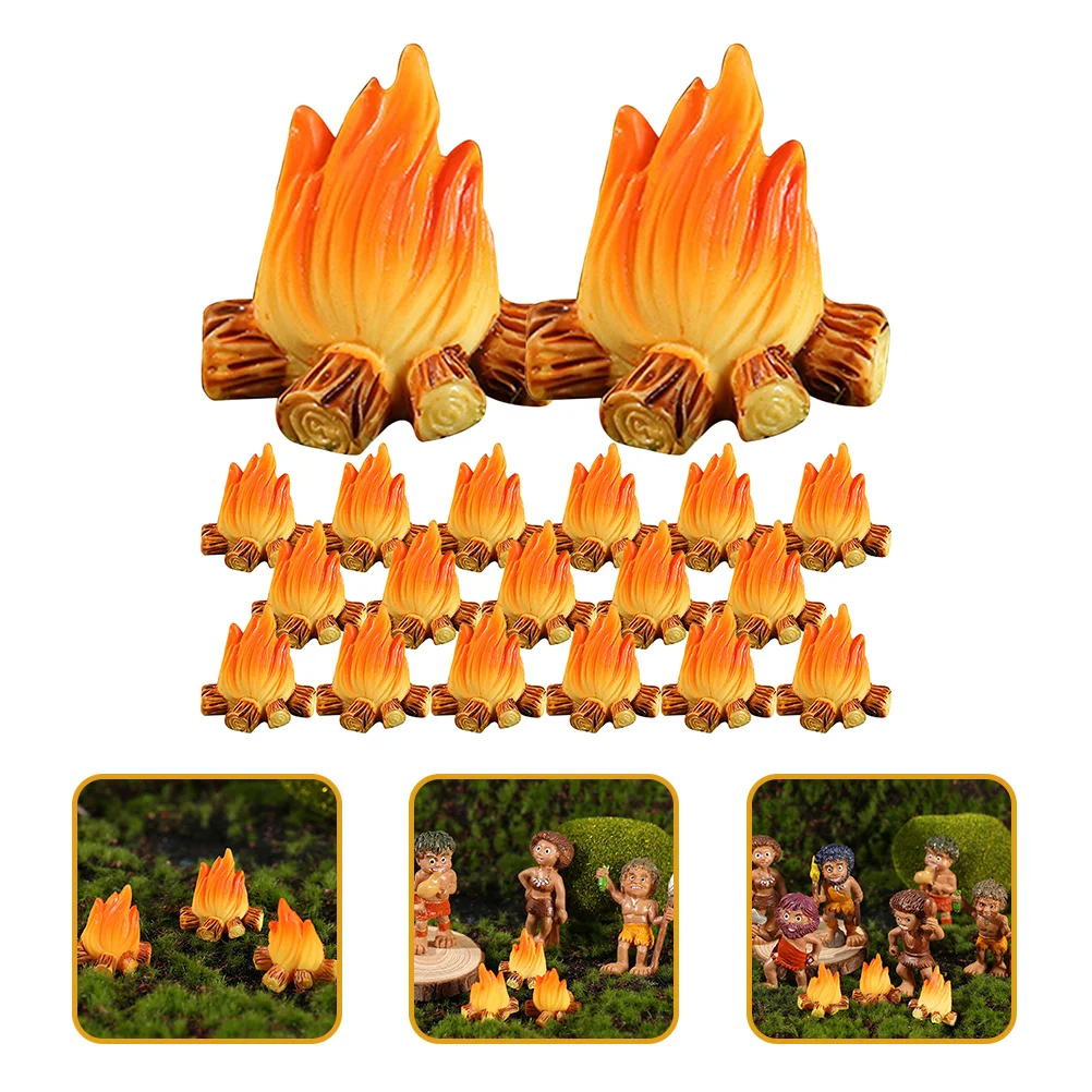 

20 Pcs Fire Ornaments Fake Fairy Figurines Furniture Resin Model Micro Campfire Landscaping Small Christmas Decor