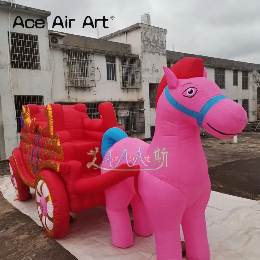 Incredibile carrozza gonfiabile personalizzata con cavallo, regalo di compleanno per ragazze per decorazioni per feste/per paradiso per bambini, prodotto in Cina