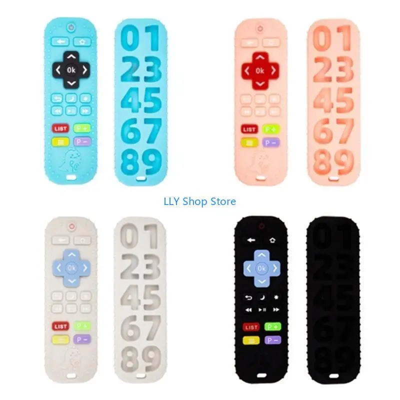 

T8UD Remote Control Teething Toy Soft Chew Toy BPA Relief Baby Toy