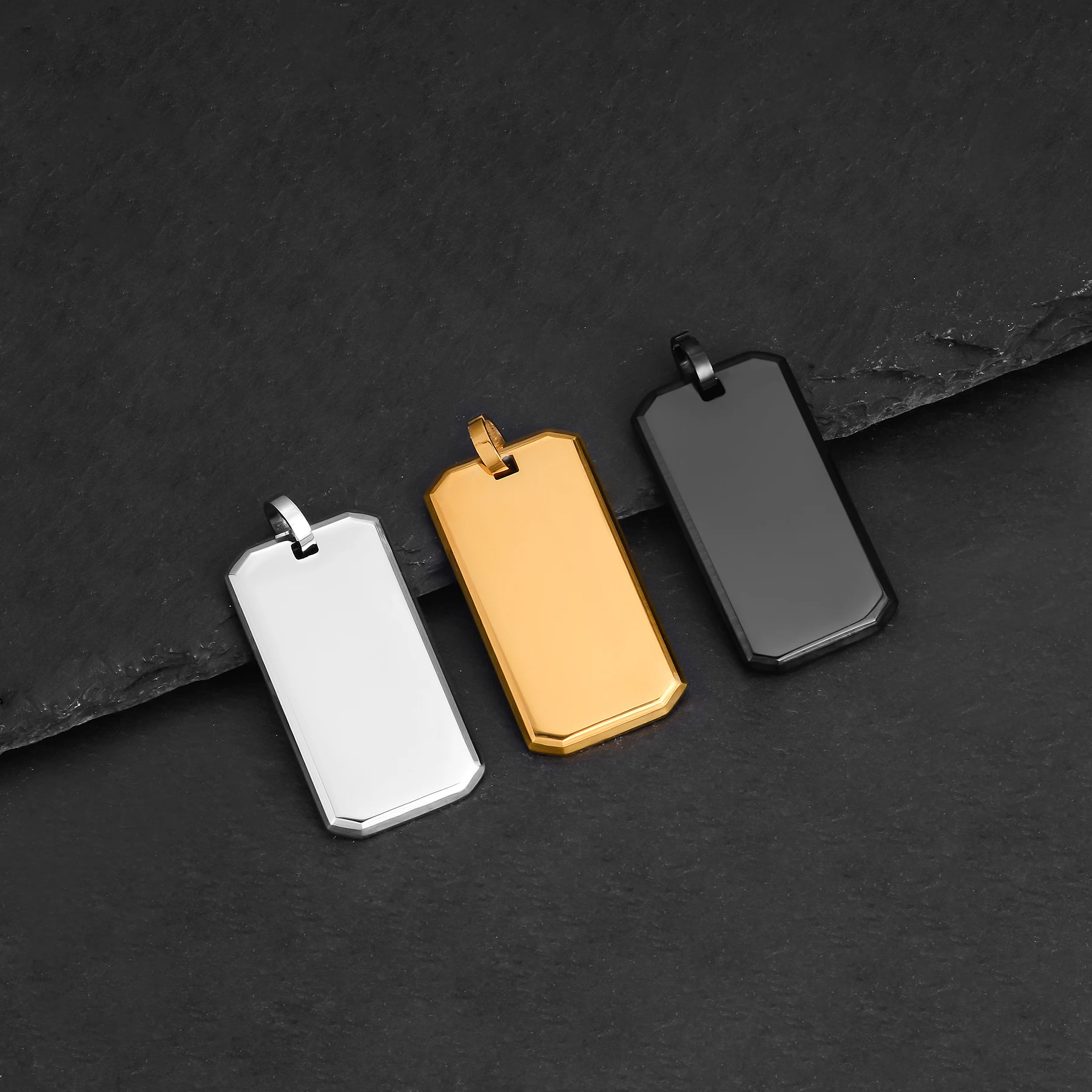 1pcs Dog Tag Necklace for Men Titanium Steel Military Thick Rectangle Pendant Can Be Engraved Military Brand Identit Jewelry Gif
