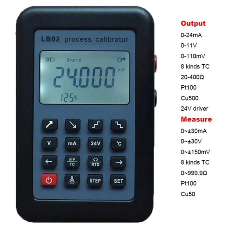 

LB02 Resistance Current Voltage Meter Voltmeter 4-20mA/0-10V/mV Signal Generator Source Thermocouple Process Calibrator Tester