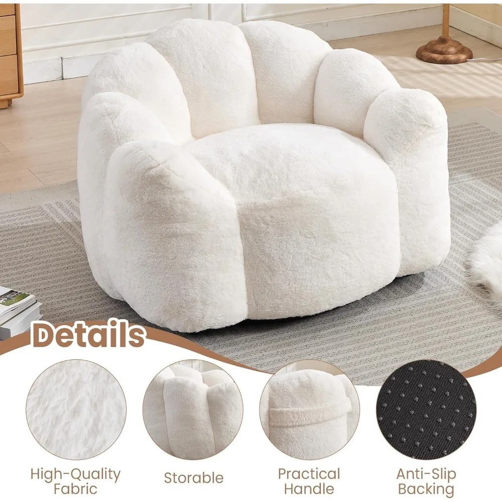 كرسي بين باج للبالغين - أريكة كبيرة الحجم من الفرو الصناعي فائقة النعومة للقراءة المريحة والاسترخاء في غرفة المعيشة #4